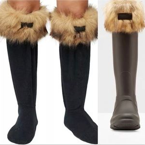 Hunter Boot Sock Tall Faux Fur Cuff Tawny Women M